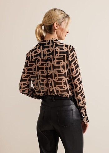 Phase Eight Cora Chain Print Shirts Black Canada | JRHWKF-349